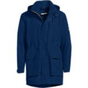Mens Navy Blue Hooded Rain Coat Jacket, Casual Everyday Parka, Outdoor Layer